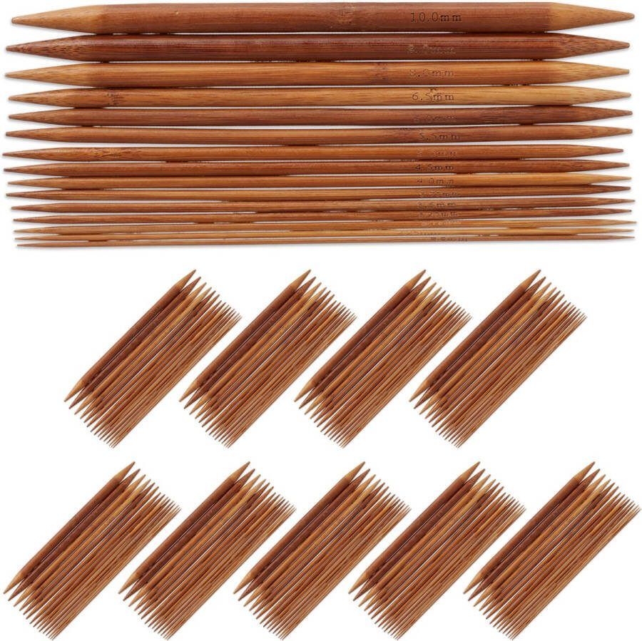 Relaxdays 150-delige breinaalden set sokken breinaald 2 tot 10 mm bamboe naalden