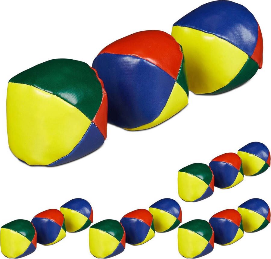 Relaxdays 15x jongleerballen jongleer set juggling balls circusballen 6 cm