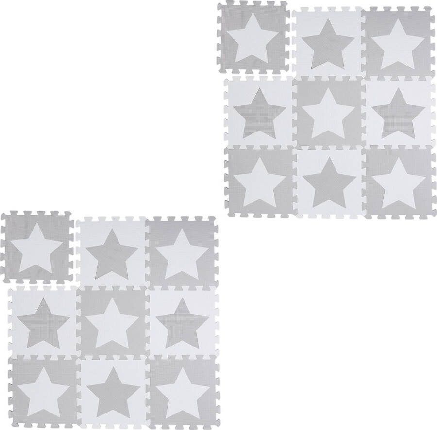 Relaxdays 18 x puzzelmat ster speelmat speelkleed vloerpuzzel speeltapijt – grijs