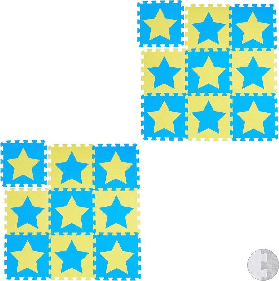 Relaxdays 18 x puzzelmat ster speelmat speelkleed vloerpuzzel speeltapijt – kinder