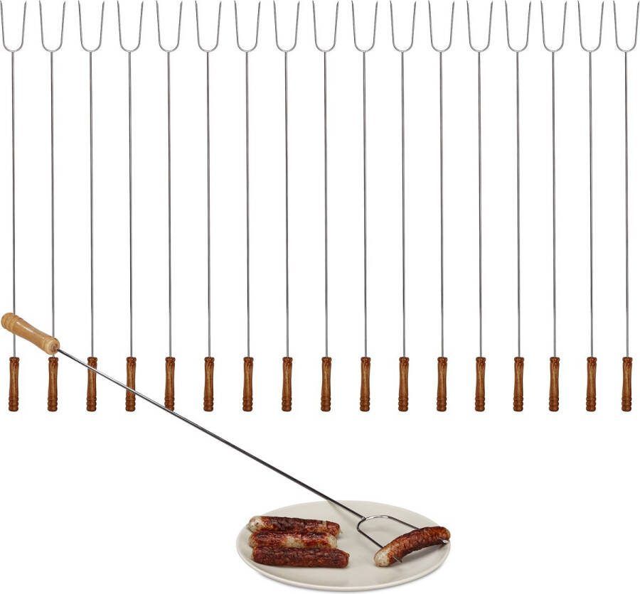 Relaxdays 18er set BBQ spies vleespen grillspiesen barbecue vleesspies – edelstaal