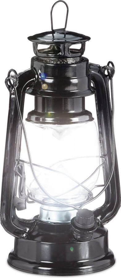 Relaxdays 1x lantaarn led zwarte stormlamp windlicht led olielamp retro stijl