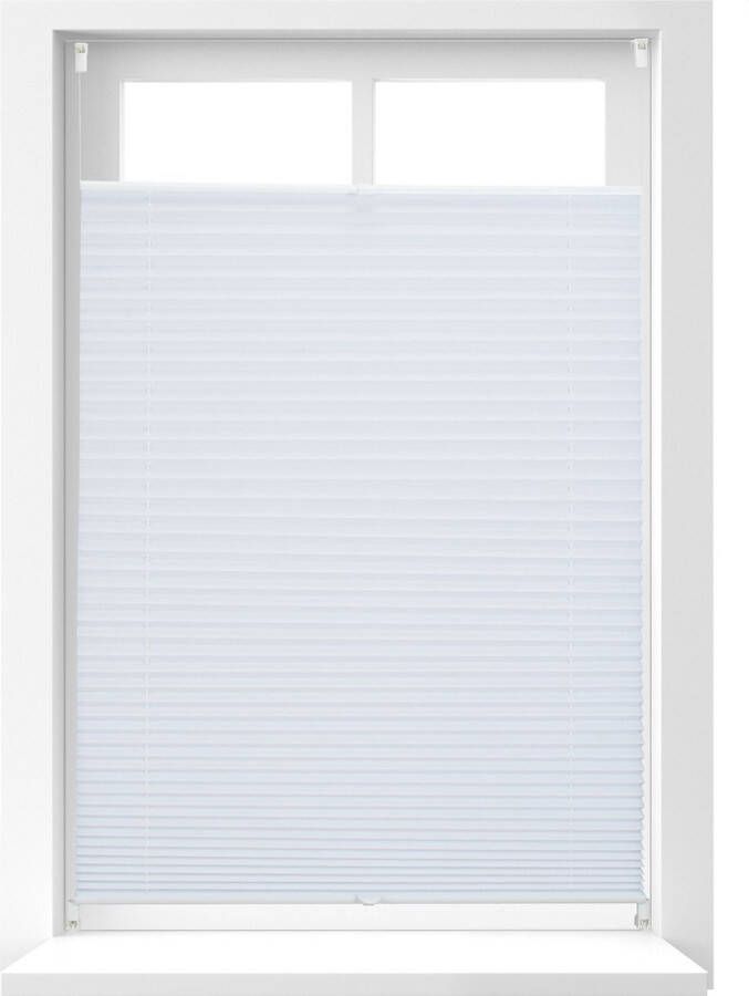 Relaxdays 1x plisségordijn wit plissé jaloezie met klemmen opvouwbaar 80 x 130 cm