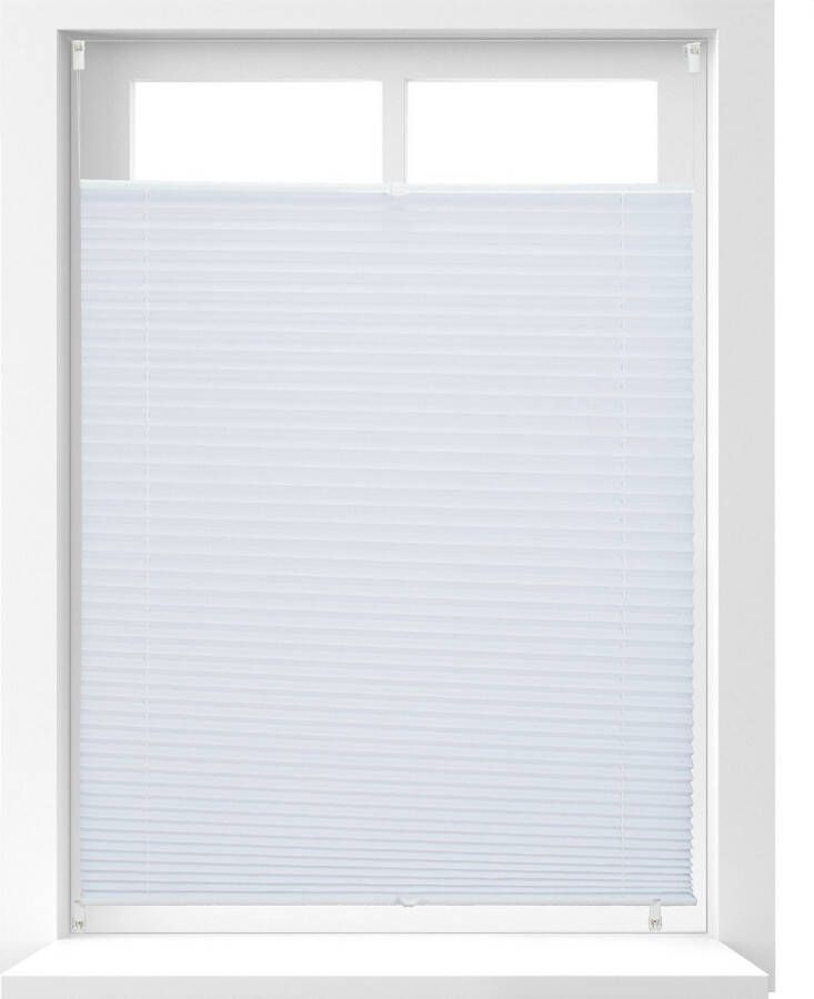 Relaxdays 1x plisségordijn wit plissé jaloezie met klemmen opvouwbaar 90 x 130 cm