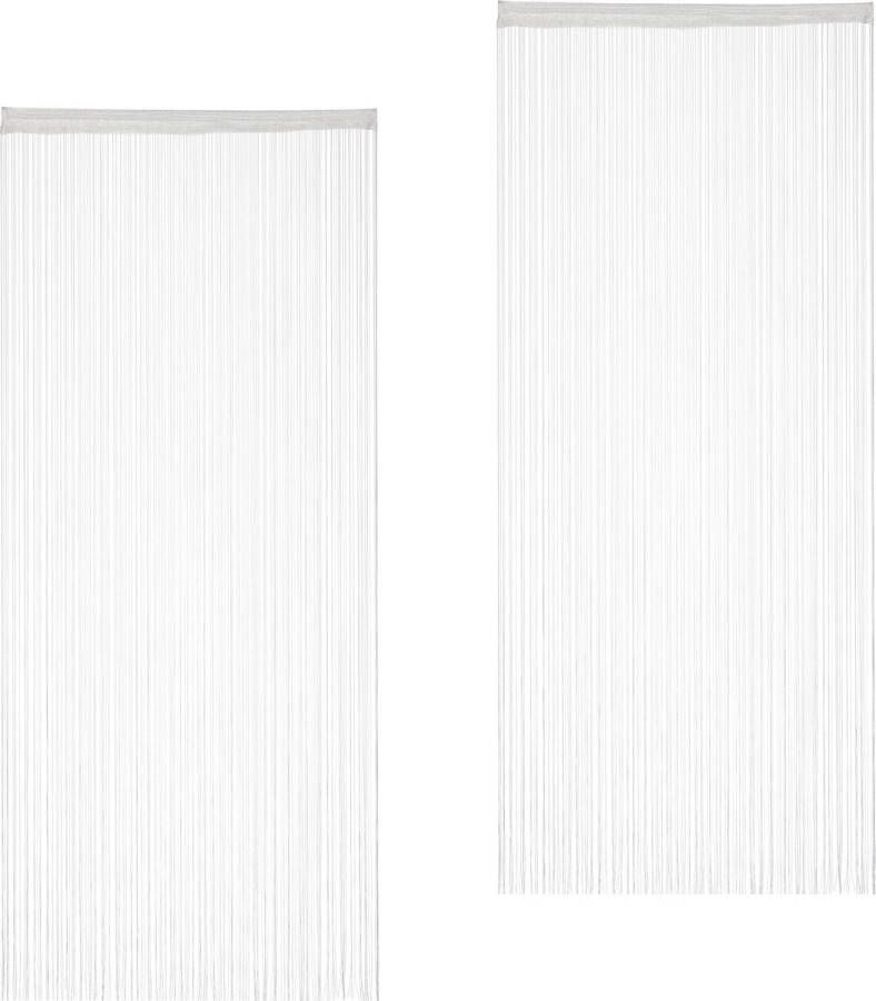 Relaxdays 2 x draadgordijn wit inkortbaar tunnel voor roede 90x245 cm – vitrage