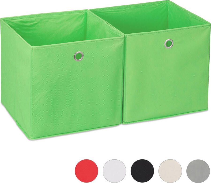 Relaxdays 2 x opbergbox stof opvouwbaar speelgoed opbergmand opbergen groen
