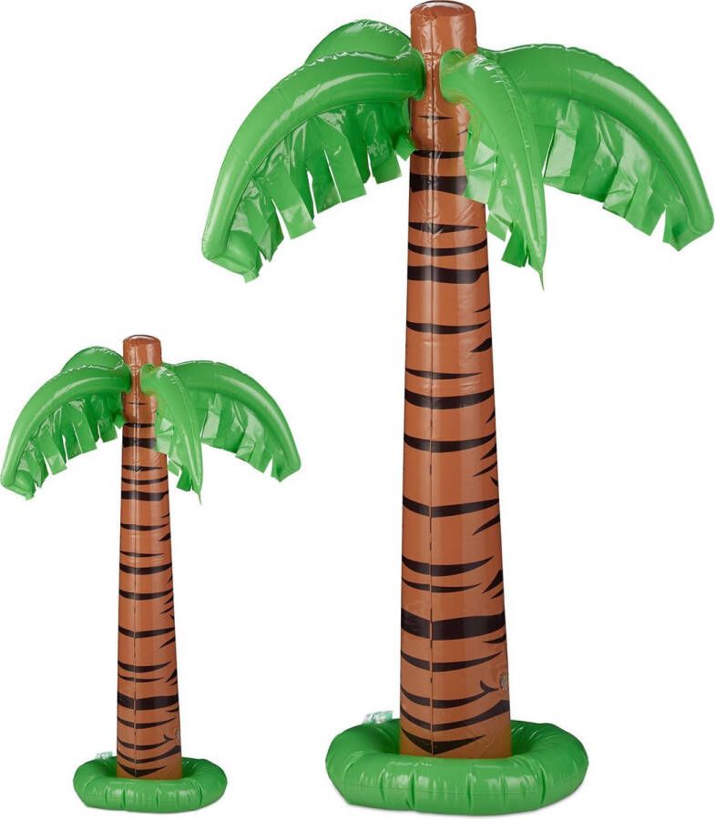 Relaxdays 2 x Opblaasbare palmboom opblaas palmboom deco party zwembad speelgoed