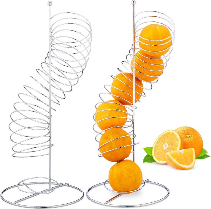 Relaxdays 2 x sinaasappelhouder metaal spiraal fruithouder fruitmand – standaard
