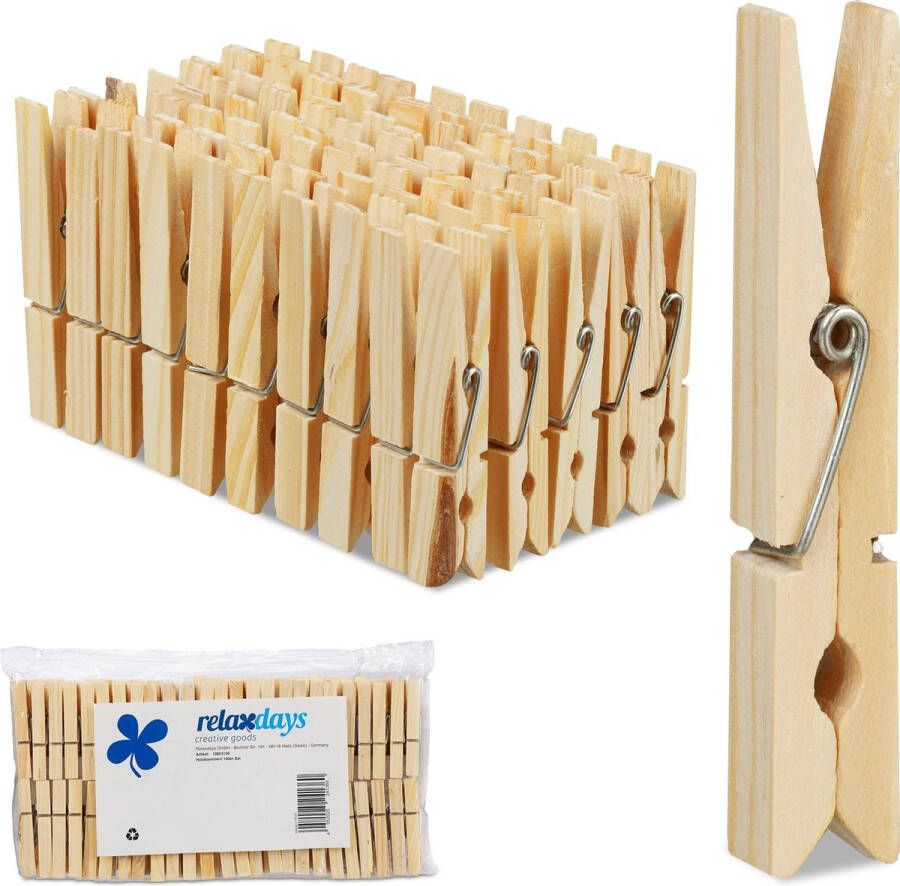 Relaxdays 200 x wasknijpers hout houten knijpers knutselen ophangen van wasgoed