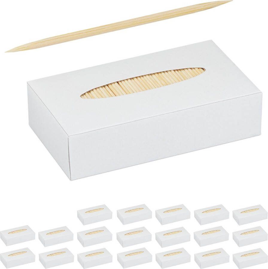 Relaxdays 20000x tandenstokers hout set dun houten tandenstokers cocktailprikkers