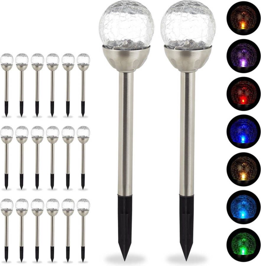 Relaxdays 20 x LED lichtbollen solar tuinverlichting tuinlampen buitenlampen