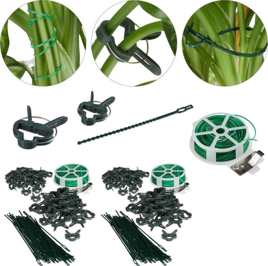 Relaxdays 220 delige plantensteun set binddraad tomatenclips – rankhulp