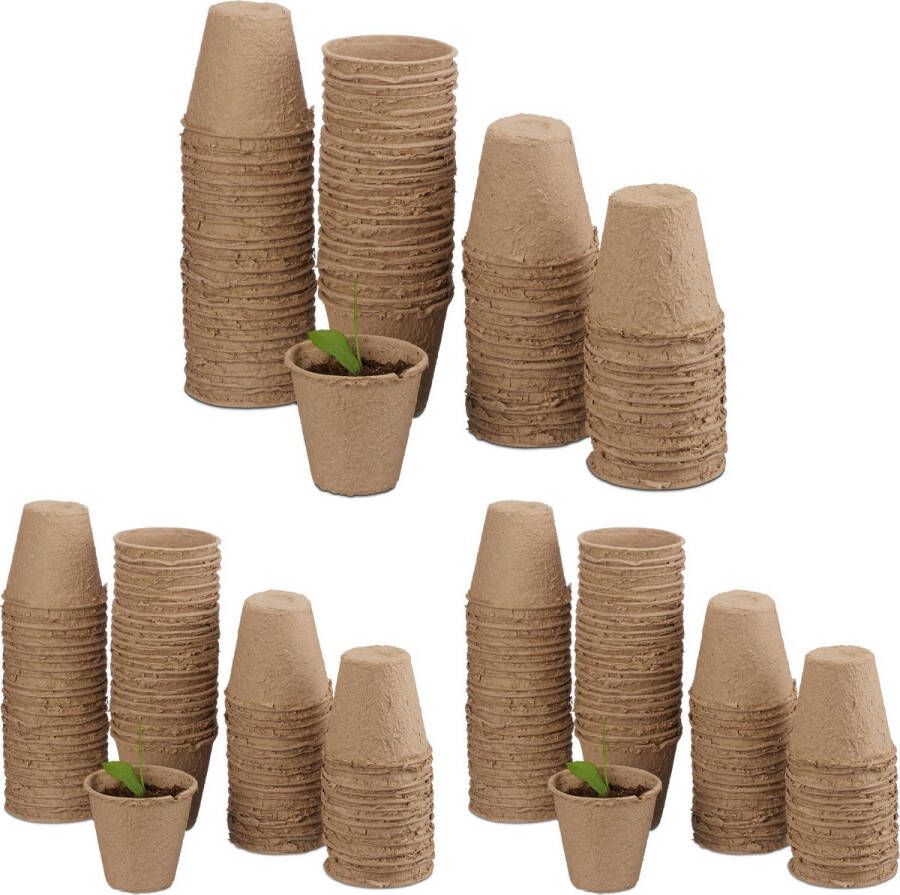 Relaxdays 240 x kweekpotjes biologisch afbreekbaar stekpotjes turfpotjes 6 cm