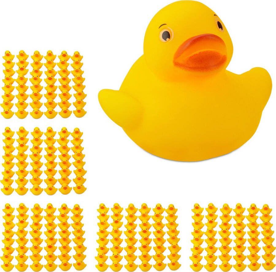 Relaxdays 240x badeendjes geel set badspeelgoed badeend speelgoed voor bad 3.5 cm