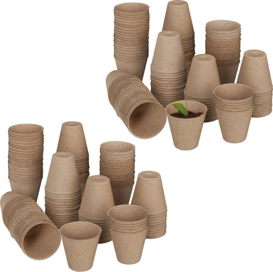 Relaxdays 240x kweekpotjes afbreekbaar kleine stekpotjes vezelpotjes plantenpotjes