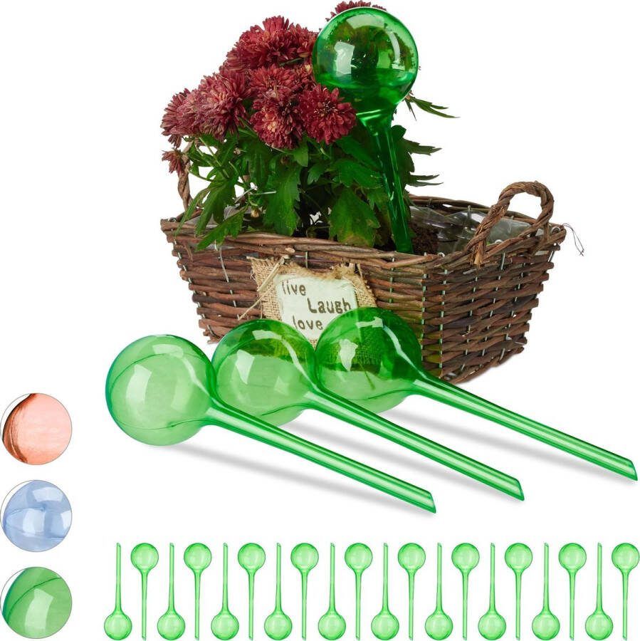Relaxdays 24x waterdruppelaar watergeefsysteem plantbewateringssysteem groen