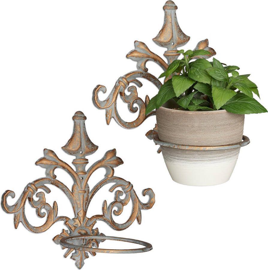 Relaxdays 2x bloempothouder pothouder hanging basket bloempothanger wandhaak