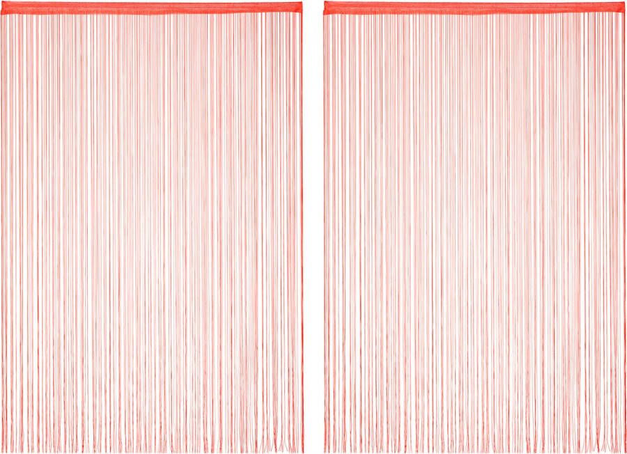 Relaxdays 2x draadgordijn deurgordijn slierten franjes gordijn 145 x 245 cm rood