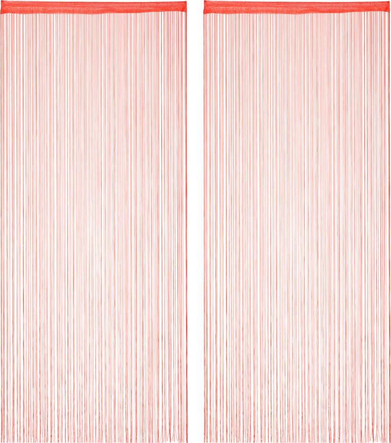 Relaxdays 2x draadgordijn deurgordijn slierten franjes gordijn 90 x 245 cm rood