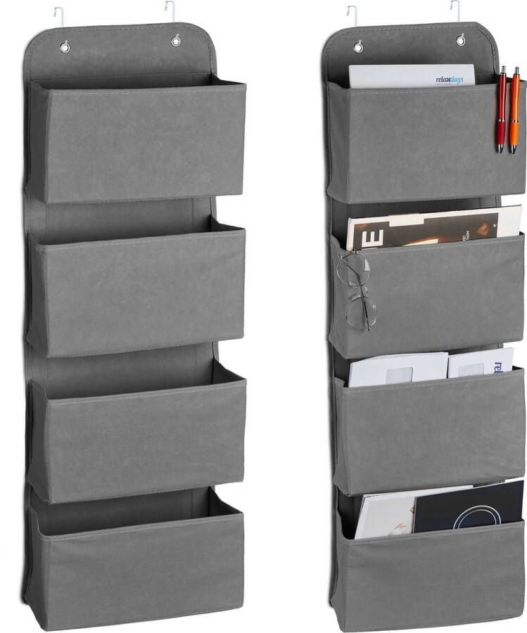 Relaxdays 2x hangende wandorganizer 4 vakken deur organizer opberger badkamer