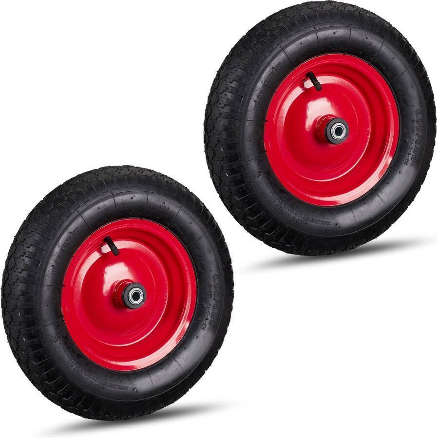 Relaxdays 2x kruiwagenwiel 4.80 4.00-8 reserve wiel kruiwagen luchtband adapters