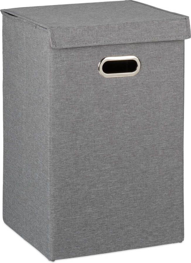 Relaxdays 2x opvouwbare wasmand set met deksel mand voor wasgoed wasbox 62 l grijs