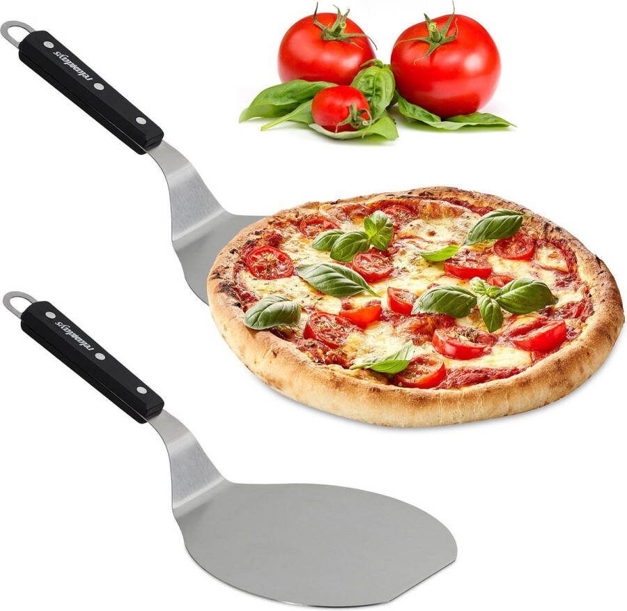 Relaxdays 2 x pizzaschep met houten handvat pizzaspatel roestvrij staal pizza schep