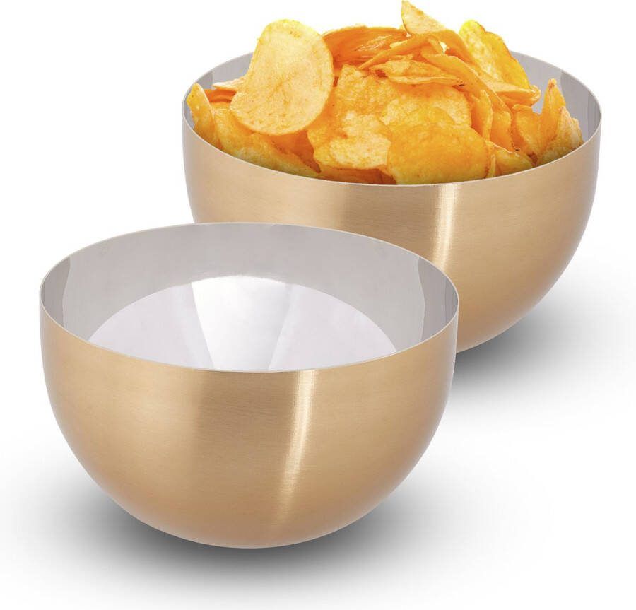 Relaxdays 2x saladeschaal rvs serveerkom 1 liter saladekom metalen schaal keuken
