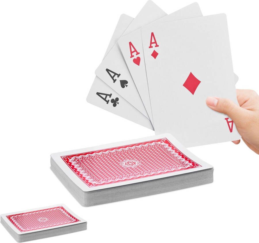 Relaxdays 2x speelkaarten groot pokerkaarten waterafstotend 108 stuks grote kaarten