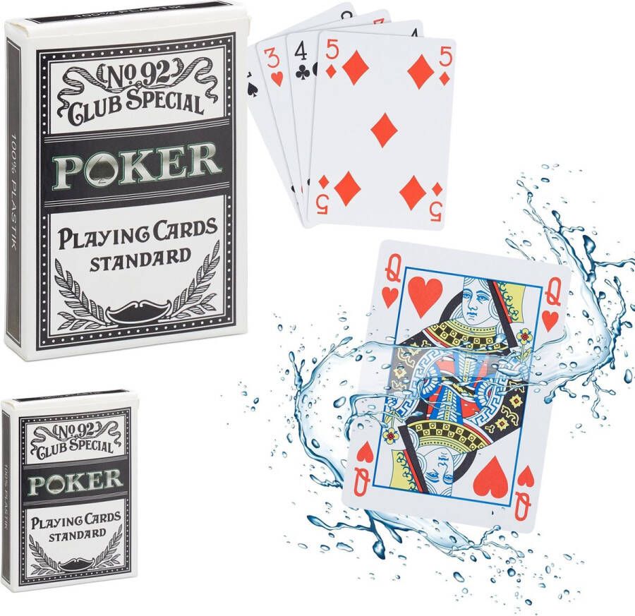 Relaxdays 2x speelkaarten poker pokerkaarten plastic 108 kaarten waterdicht
