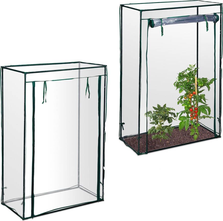 Relaxdays 2x tomatenkas PVC 150x100x50 cm tuinkas transparant grote folie kweekkas