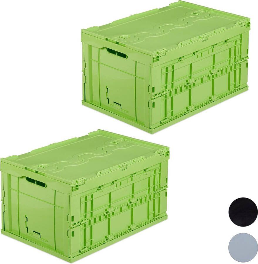 Relaxdays 2x vouwkrat professioneel groen boodschappenkrat stapelbaar 60 L
