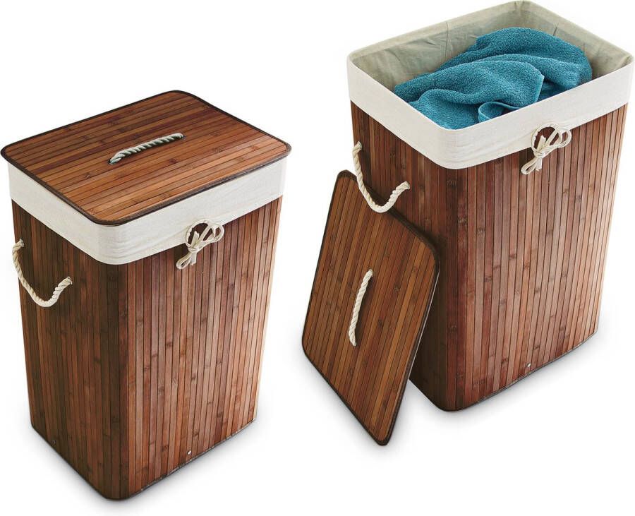 Relaxdays 2x wasmand bamboe wasbox opvouwbaar 80 L 65 5 x 43 5 x 33 5 cm bruin