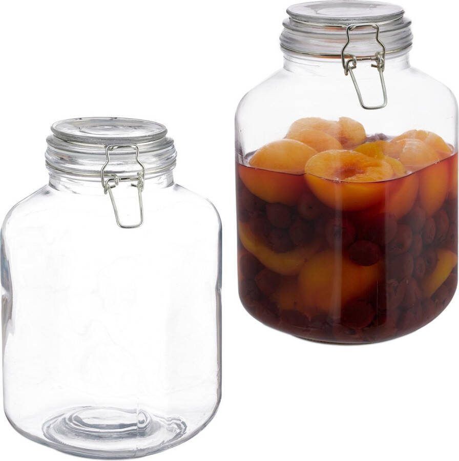 Relaxdays 2x weckpot 3 liter beugelsluiting voorraadpot bewaarpot glas inmaakpot