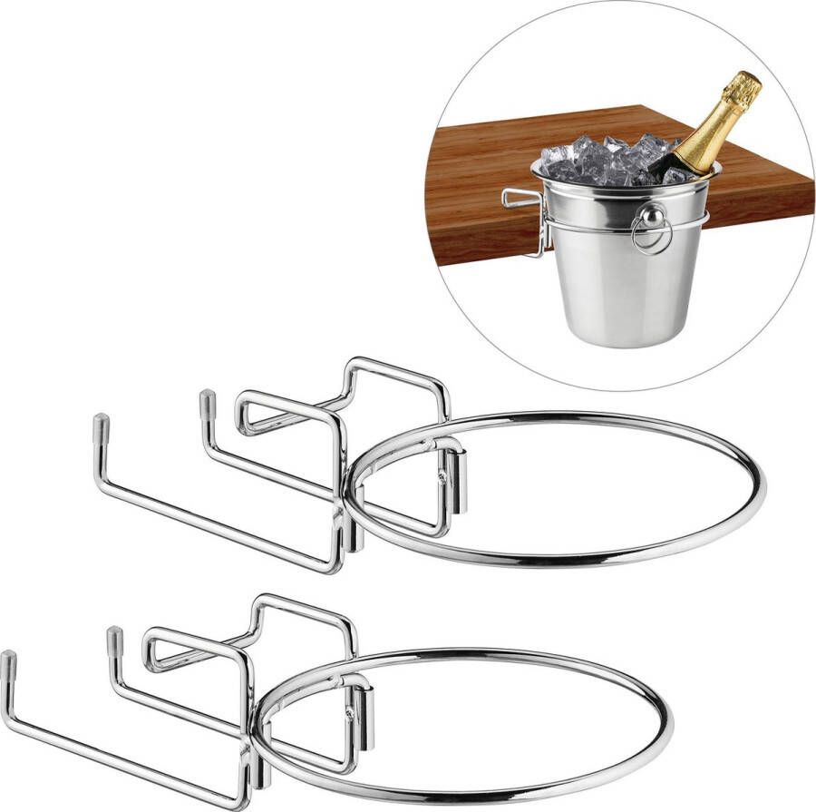 Relaxdays 2x wijnkoeler houder ijsemmer tafelbeugel metaal champagnekoeler frame