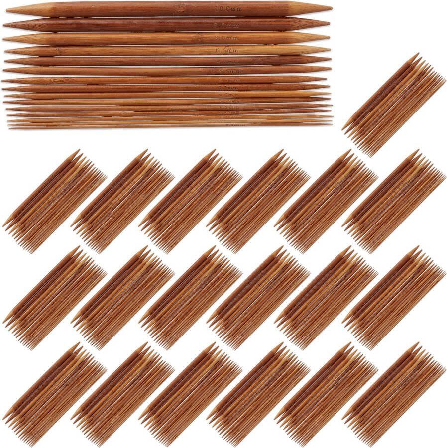 Relaxdays 300-delige breinaalden set sokken breinaald 2 tot 10 mm bamboe naalden