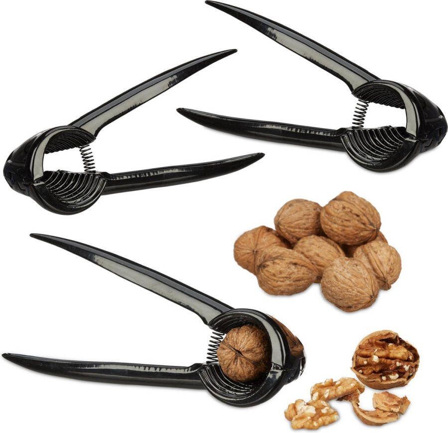 Relaxdays 3x notenkraker aluminium walnotenkraker champagne flesopener notentang