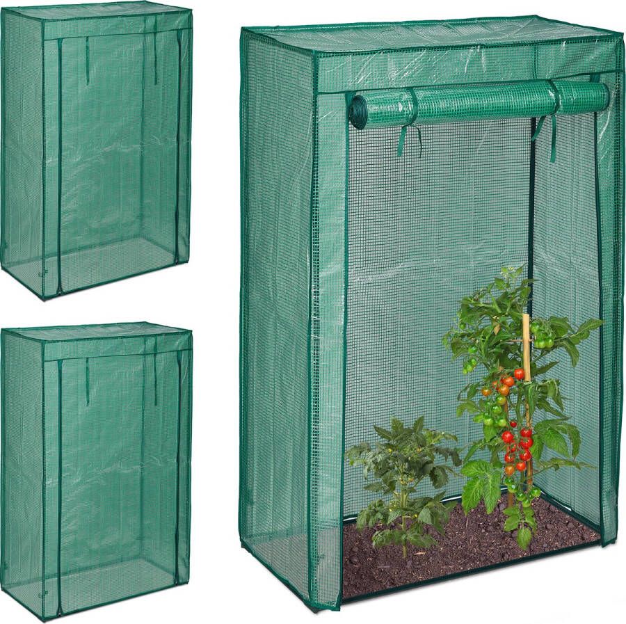 Relaxdays 3x tomatenkas PE 150x100x50 cm tuinkas tomaten foliekas serre kweekkas