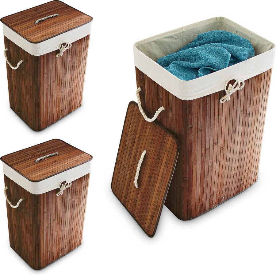 Relaxdays 3x wasmand bamboe wasbox opvouwbaar 80 L 65 5 x 43 5 x 33 5 cm bruin