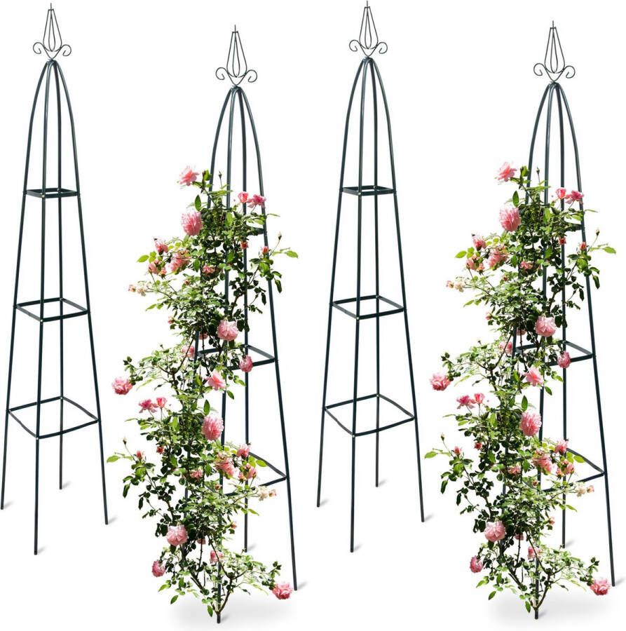 Relaxdays 4 x obelisk rankhulp – metaal 2 meter – ranken – rozenboog klimplanten