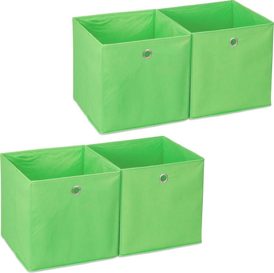 Relaxdays 4 x opbergbox stof opvouwbaar speelgoed opbergmand – opbergen groen