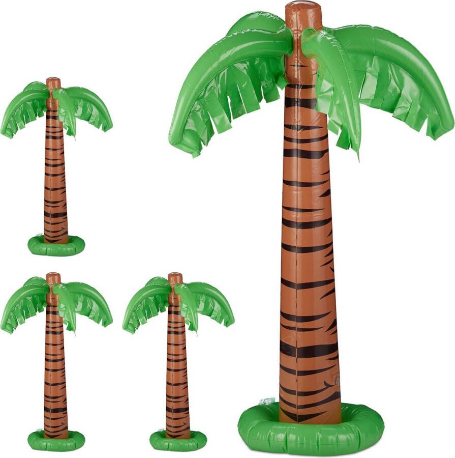 Relaxdays 4 x Opblaasbare palmboom opblaas palmboom deco party zwembad speelgoed