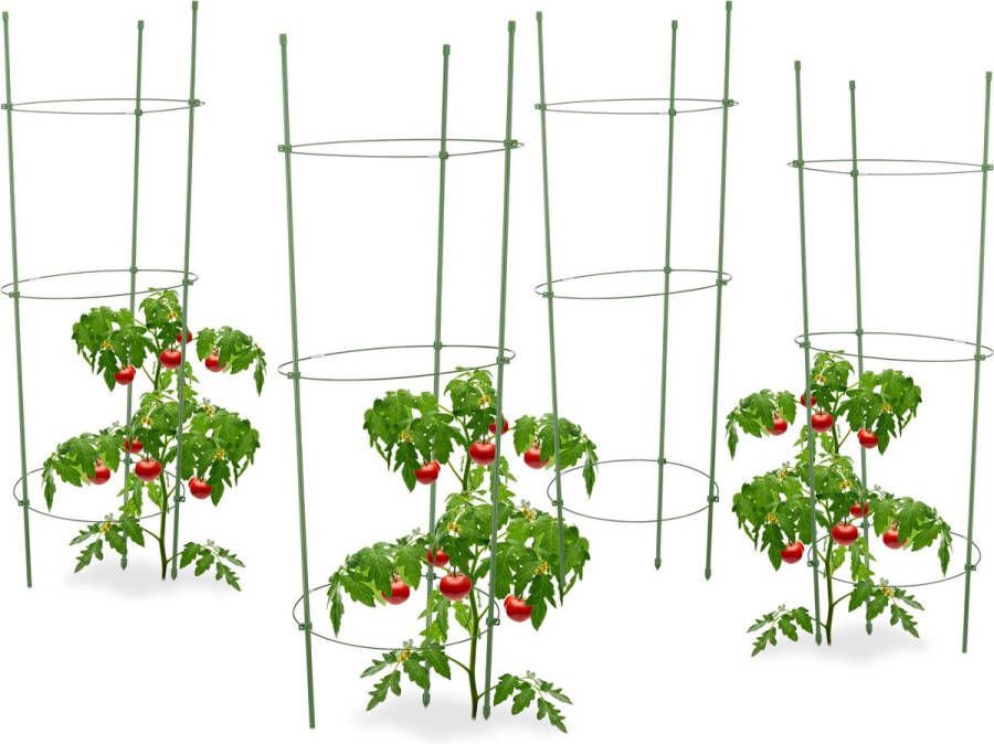 Relaxdays 4 x plantensteun tomaten in set klimplantensteun rankhulp – tomatentoren