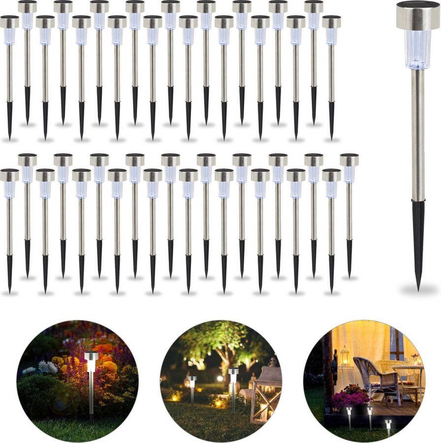 Relaxdays 40 x solarlampen solarlamp LED tuinverlichting solar tuinlampen