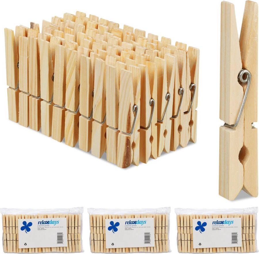 Relaxdays 400 x wasknijpers hout houten knijpers knutselen ophangen van wasgoed