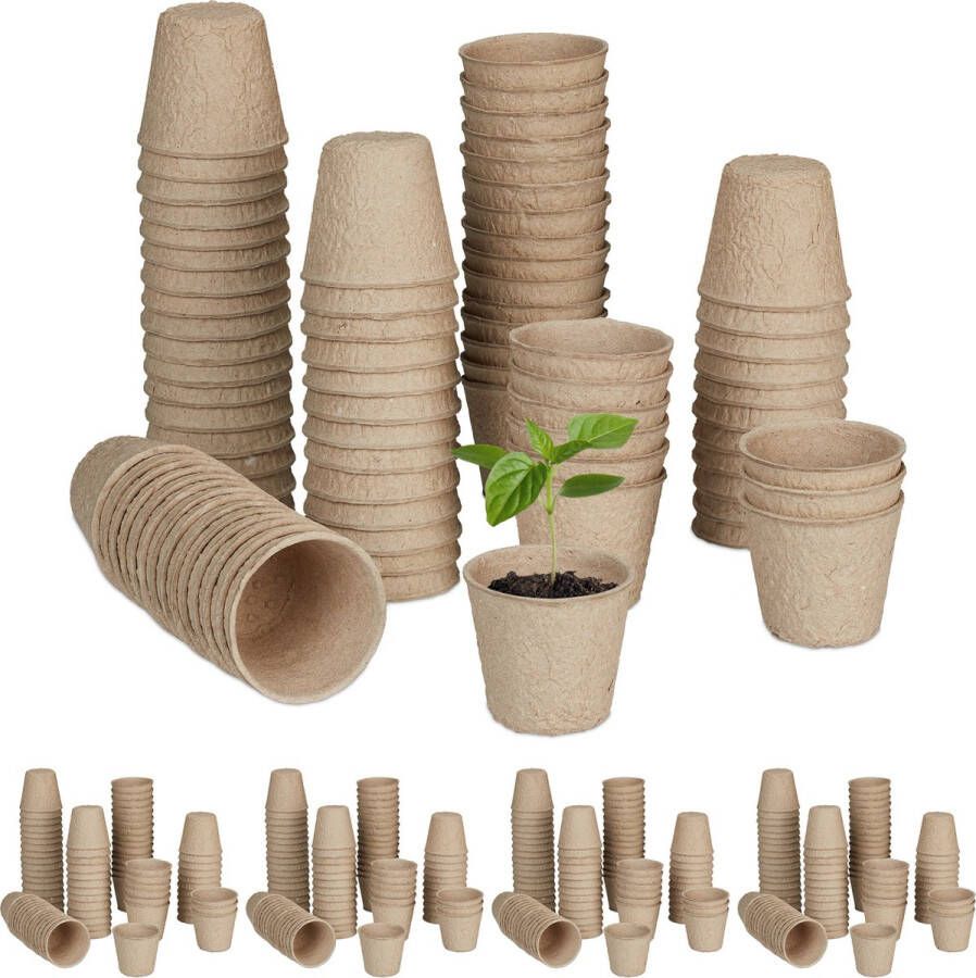 Relaxdays 400x kweekpotjes afbreekbaar stekpotjes rond zaaipotjes set plantenpotje