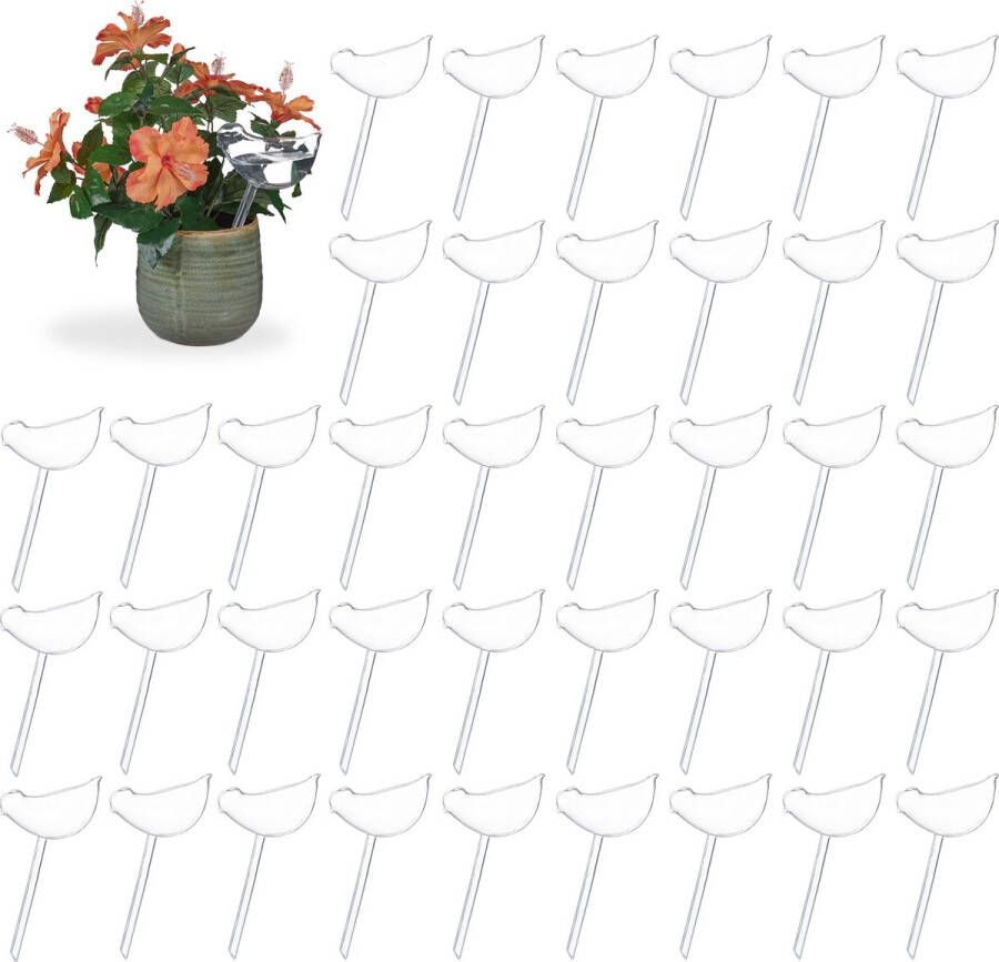 Relaxdays 40x waterdruppelaar vogel waterbollen 200 ml voor planten transparant