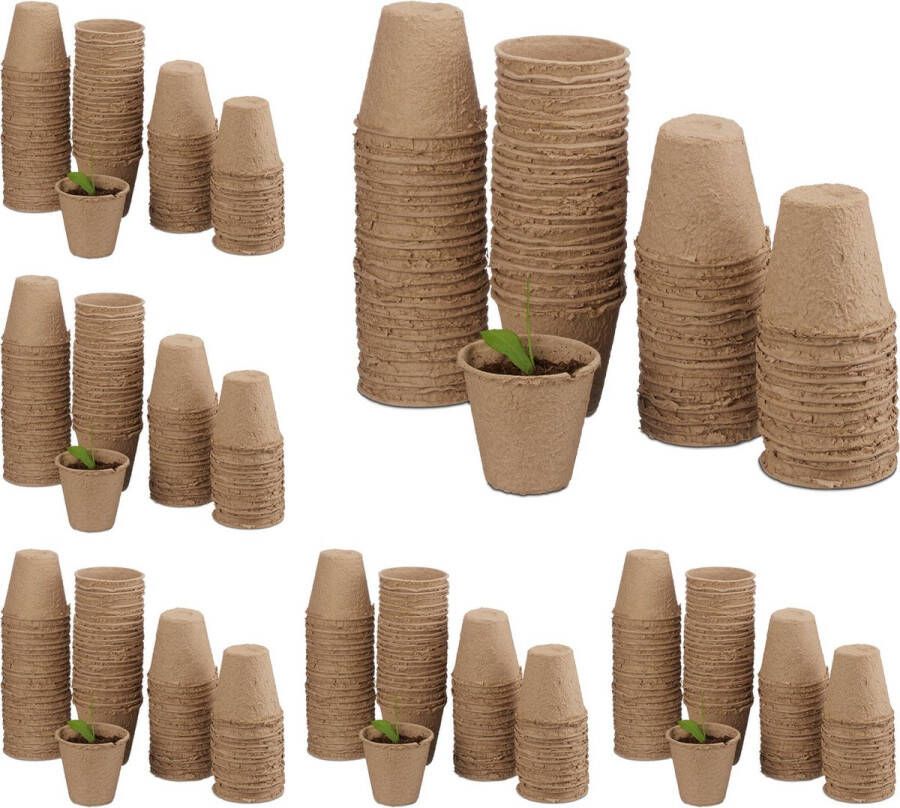 Relaxdays 480 x kweekpotjes biologisch afbreekbaar stekpotjes turfpotjes 6 cm