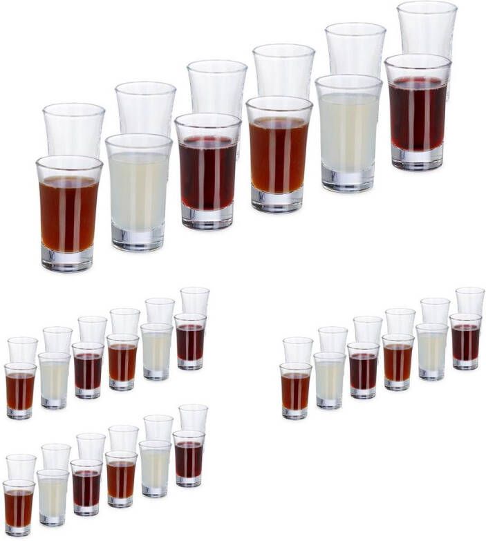 Relaxdays 48x shotglazen borrelglaasjes 4 cl glas likeur feest set