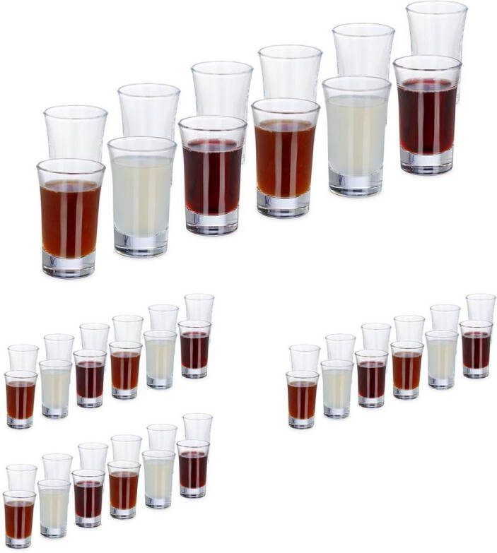 Relaxdays 48x shotglazen borrelglaasjes 4 cl glas likeur feest set
